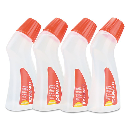 New Arrivals | Universal UNV46065VP 2.2 oz. Envelope Moistener with Adhesive Bottle - Clear (4/Pack) image number 0