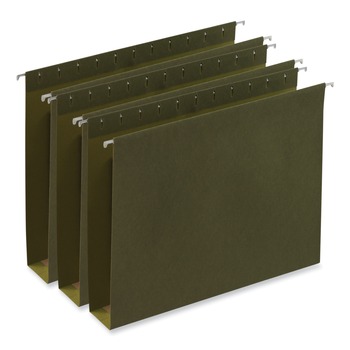 Universal UNV14142 1/5-Cut Tab Letter Size Box Bottom Hanging File Folders - Standard Green (25/Box)