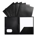 Universal UNV20540 2-Pocket 11 in. x 8-1/2 in. Plastic Folders - Black (10-Piece/Pack) image number 2