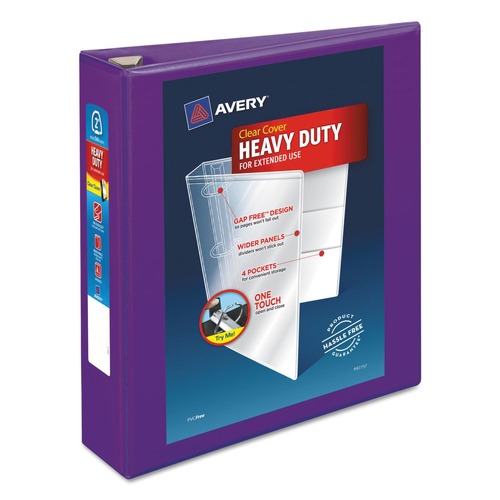 New Arrivals | Avery 79777 Heavy-Duty 11 in. x 8.5 in. DuraHinge 3 Ring 2 in. Capacity View Binder with One Touch EZD Rings - Purple image number 0