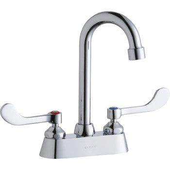 Elkay LK406GN04T4 4 in. Centerset with Exposed Deck Faucet, 4 in. Gooseneck Spout and Wristblade Handles (Chrome)