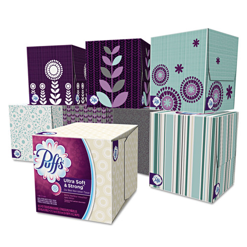 Cleaning & Janitorial Supplies | Puffs 35038 Ultra Soft And Strong Facial Tissue (56 Sheets/Box, 24 Boxes/Carton) image number 0