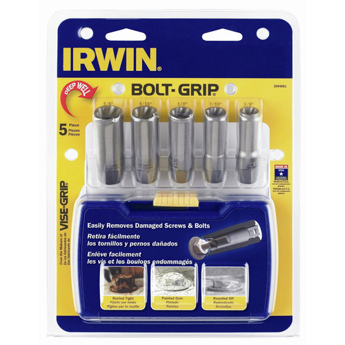 Irwin Hanson 3094001 5-Piece BOLT-GRIP 3/8 in. Drive Deep Well Bolt Extractor Set image number 0