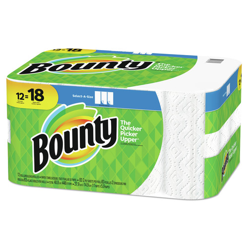 Bounty 65538 11 X 5.9 Select-A-Size Perforated Roll Towels - White (95 Sheets/Roll, 12/Pack) image number 0