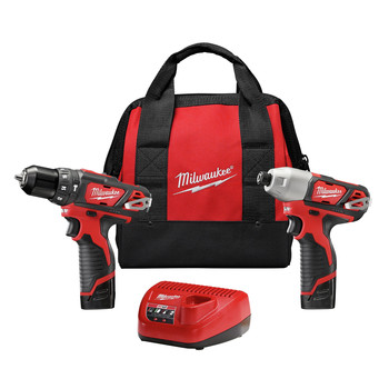 Milwaukee 2497-22 M12 Lithium-Ion 3/8 in. Hammer Drill and Impact Driver Combo Kit Milwaukee 2497-22 M12 Lithium-Ion 3/8 in. Hammer Drill and Impact Driver Combo Kit