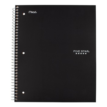 Five Star 06208 200 Sheet 5 Subject 8 Pocket 8.5 in. x 11 in. Medium/College Rule Wirebound Notebook - Randomly Assorted Covers