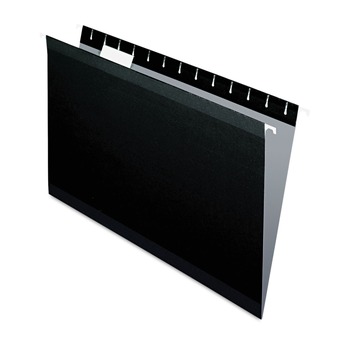 Pendaflex 04153 1/5 BLA Colored Reinforced Hanging Folders, Legal Size, 1/5-Cut Tab, Black, 25/box