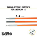 Wire & Conduit Tools | Klein Tools 56312 12 ft. Lo-Flex Fish Rod Set (3-Piece) image number 8
