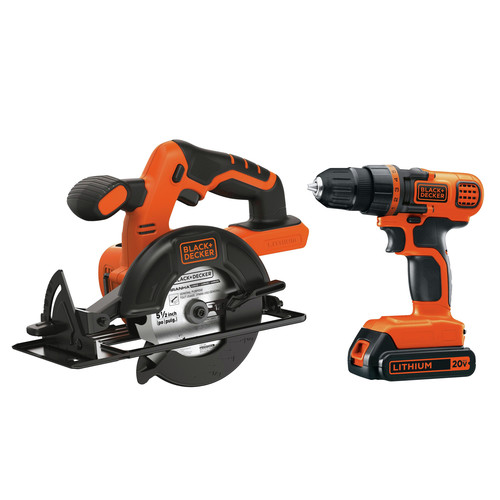 Black & Decker BD2KITCDDCS | 20V MAX Brushed Lithium-Ion 3/8" Cordless Drill Driver and 5.5" Circular Saw Combo Kit (1.5 Ah) | Black & Decker 20 V MAX
