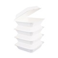 Boardwalk HL-91BW 1 Compartment 9 in. x 9 in. x 3.19 in. Bagasse Food Containers Hinged-Lid - White (200 Sleeves/Carton) image number 1
