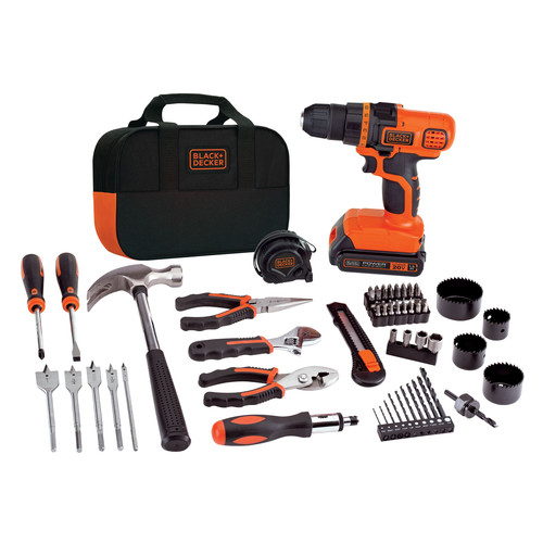 Black & Decker LDX120PK | 20V MAX Lithium-Ion 3/8" Cordless Drill Driver Kit /w 68-Piece Project Set (3 Ah) | Black & Decker 20 V MAX Drill Driver & 6