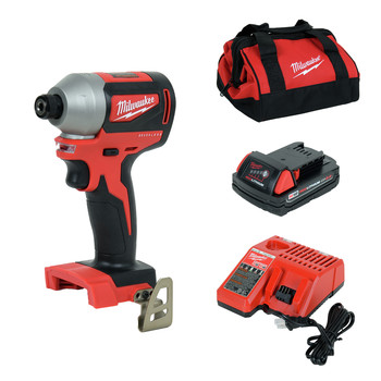 Milwaukee 2850-21P M18 Brushless Lithium-Ion Compact 1/4 in. Cordless Hex Impact Driver Kit (2 Ah)