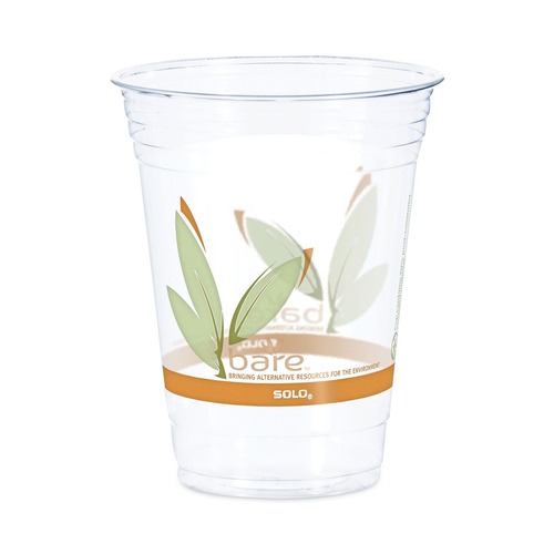 Cups and Lids | Dart RTP16DBARE 16 oz. to 18 oz. Bare Eco-Forward Leaf Design RPET Cold Cups - Clear (50/Pack) image number 0