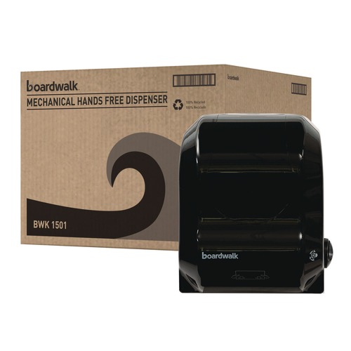 Paper & Dispensers | Boardwalk T7470BKBW Hands-Free Mechanical 13.25 in. x 10.25 in. x 16.25 in. Towel Dispenser - Black image number 0