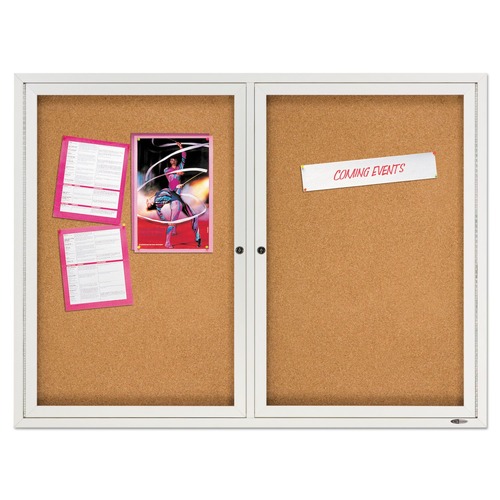 New Arrivals | Quartet 2124 Enclosed Cork Bulletin Board, Cork/fiberboard, 48-in X 36-in, Silver Aluminum Frame image number 0
