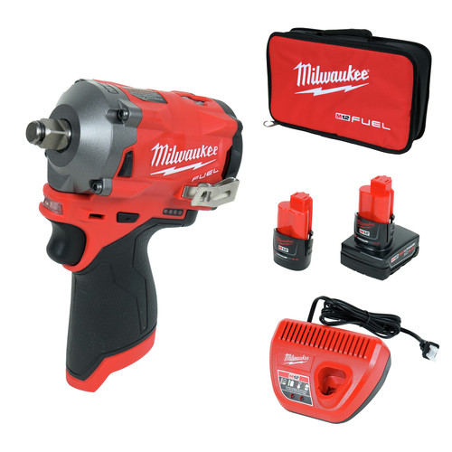 Milwaukee 2555-22 M12 FUEL Stubby 1/2 in. Impact Wrench Kit with Friction Ring image number 0