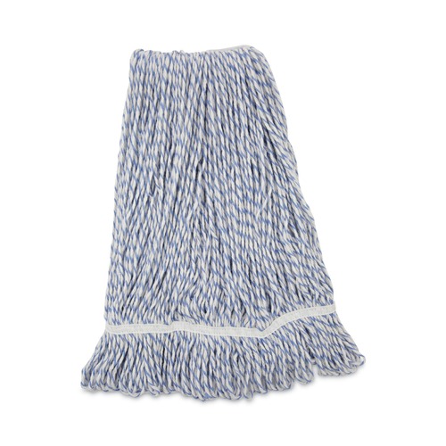 New Arrivals | Boardwalk BWK543CT Rayon/Polyester Floor Finish Mop Head - White/Blue, Large (12/Carton) image number 0