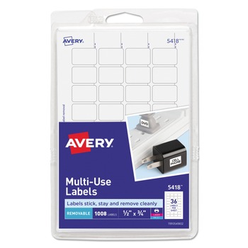 Avery 05418 0.5 in. x 0.75 in. Removable Multi-Use Labels for Inkjet/Laser Printers - White (36-Piece/Sheet 28-Sheets/Pack)