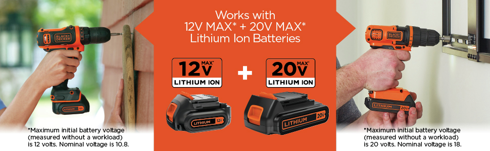 Works With 12V MAX + 20V MAX