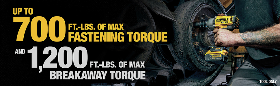Up to 700 Ft.-Lbs. of Max Fastening Torque