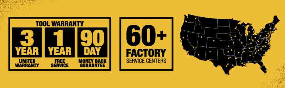 Tool warranty, 60 Plus factory service centers