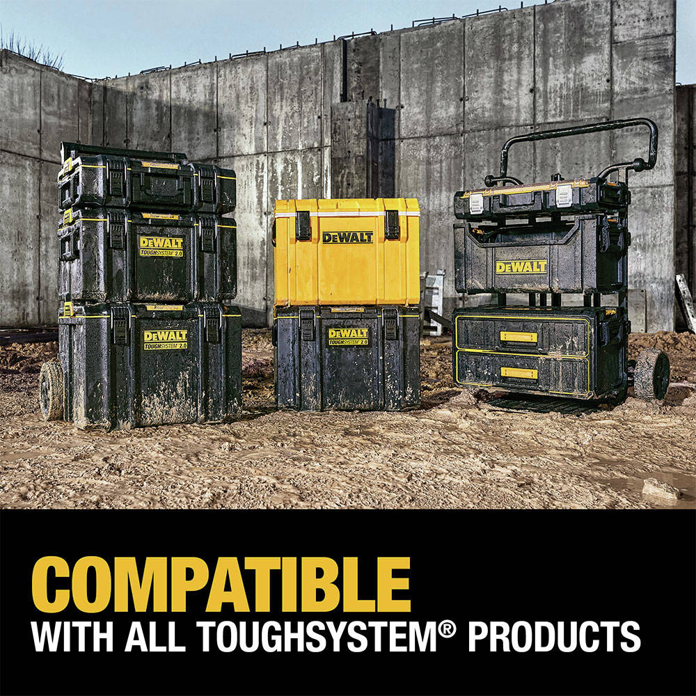 The ToughSystem 2.0 Extra Large Toolbox is backwards compatible with any ToughSystem product
