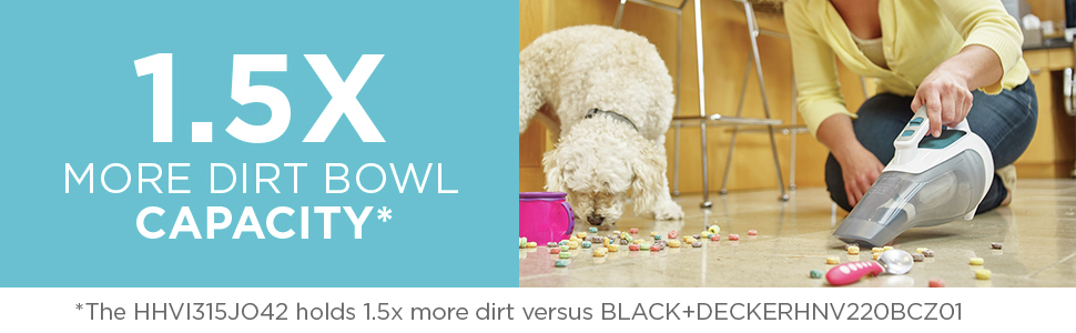 1.5x More Dirt Bowl Capacity