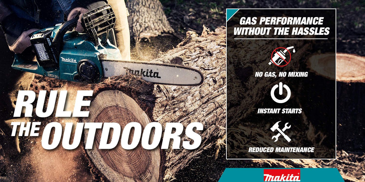 Rule the outdoors with cordless chainsaws with no need for gas and have reduced maintenance with instant start